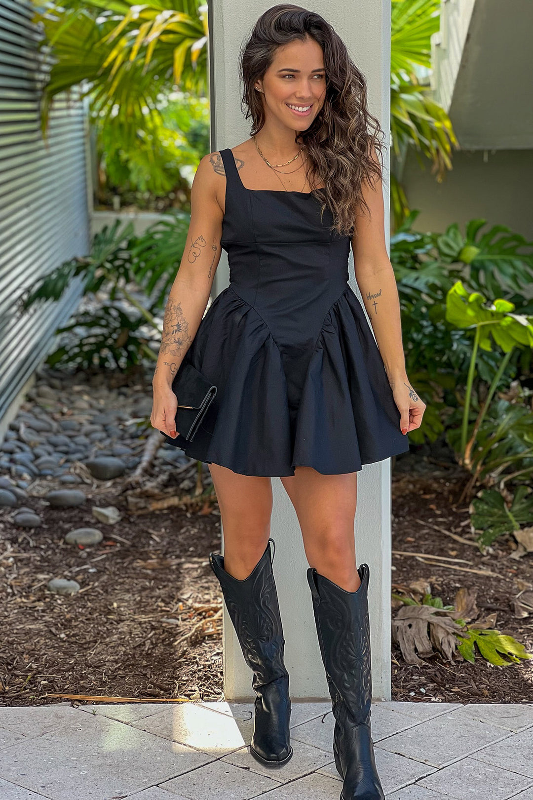 back to bauhaus dress black A Line With Bow Bow