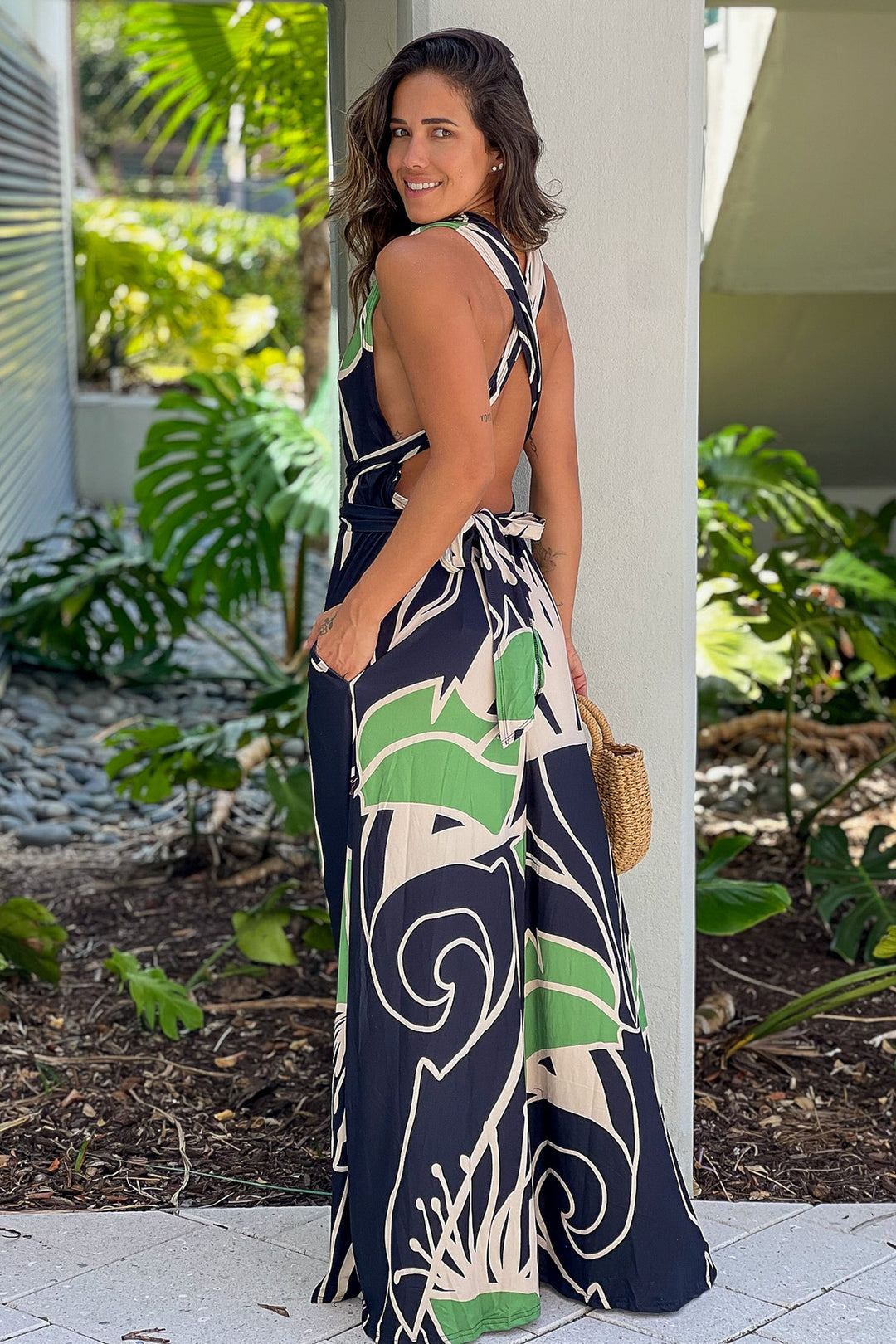 navy blue and green maxi dress Old Navy Women's Blue & Green Polyester Off The Shoulder Long Maxi Dress  Size S
