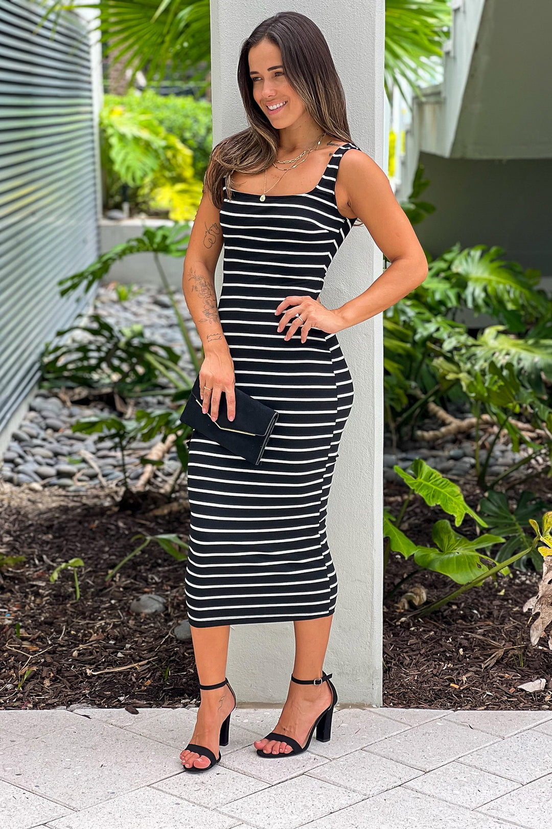 Black And White Striped Midi Dress | Midi Dresses Saved by the Dress Black And White Striped Midi Dress | Midi Dresses Saved by the Dress