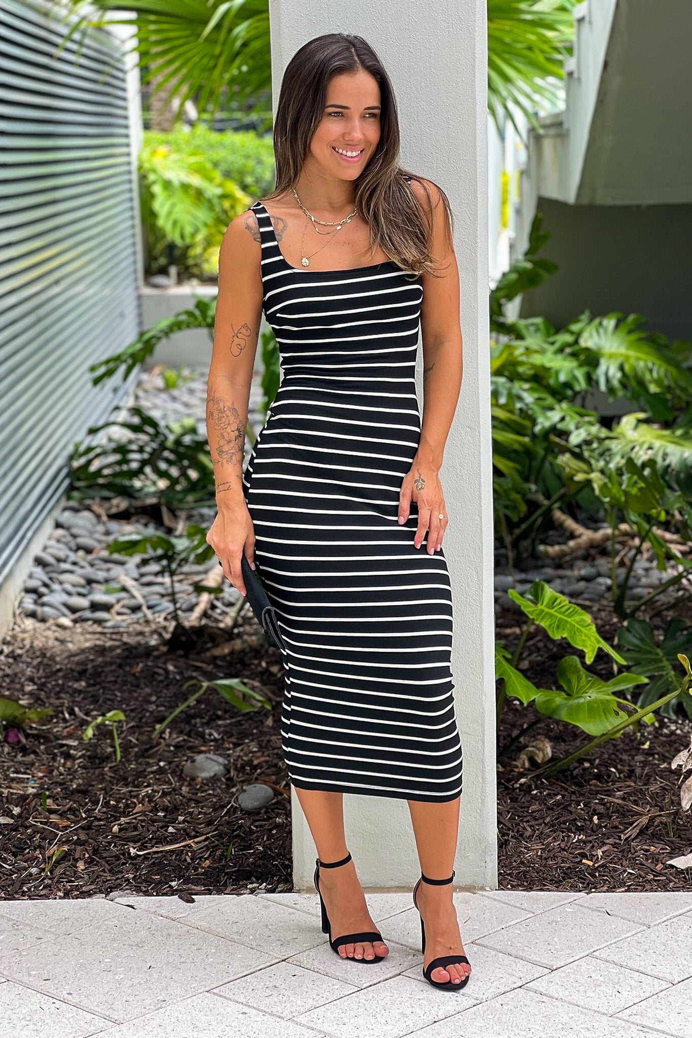 Black And White Striped Midi Dress | Midi Dresses Saved by the Dress Black And White Striped Midi Dress | Midi Dresses Saved by the Dress