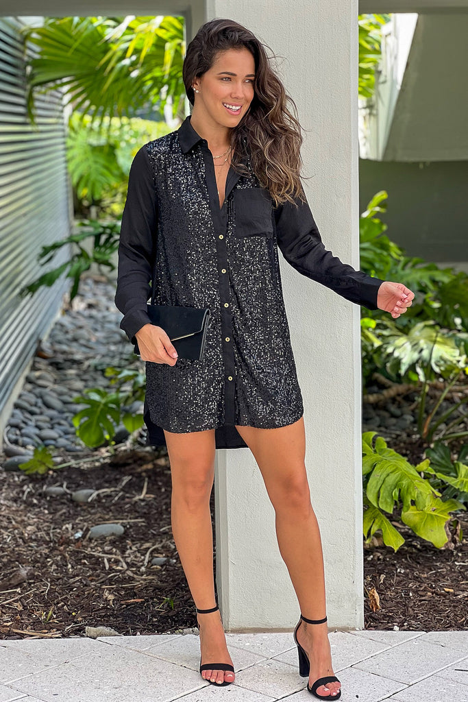 black dress shirt dress Long Sleeve Office White Shirt Dress Women Spring Black Turndown Neck –  Divahotcouture