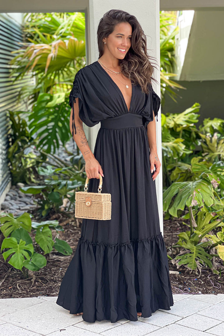 Black Deep V-Neck Maxi Dress | Maxi Dresses Saved by the Dress Black Deep V-Neck Maxi Dress | Maxi Dresses Saved by the Dress