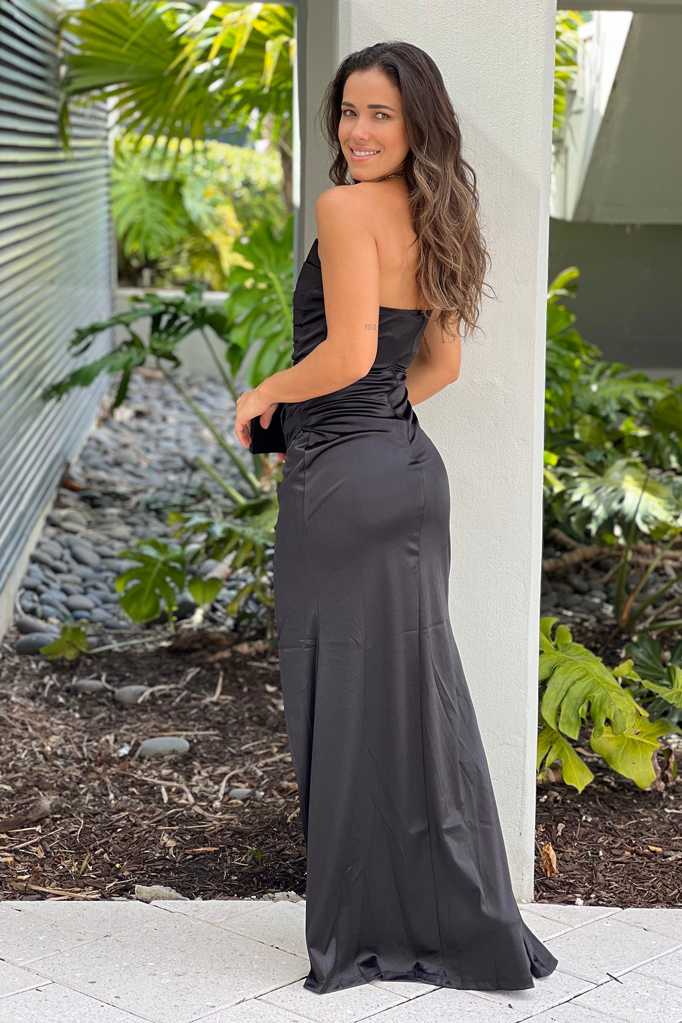 black formal maxi dress