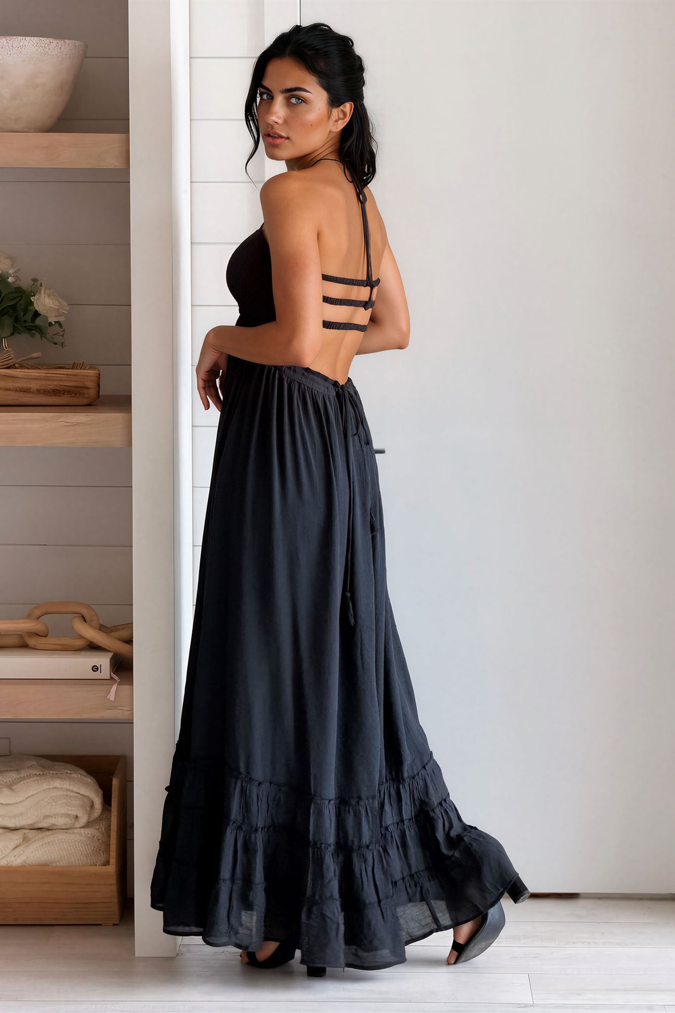 black smocked maxi dress Halter Strapless Bustier Top Gown Color:custom color Smocked maxi dress Plus size special occasion dresses