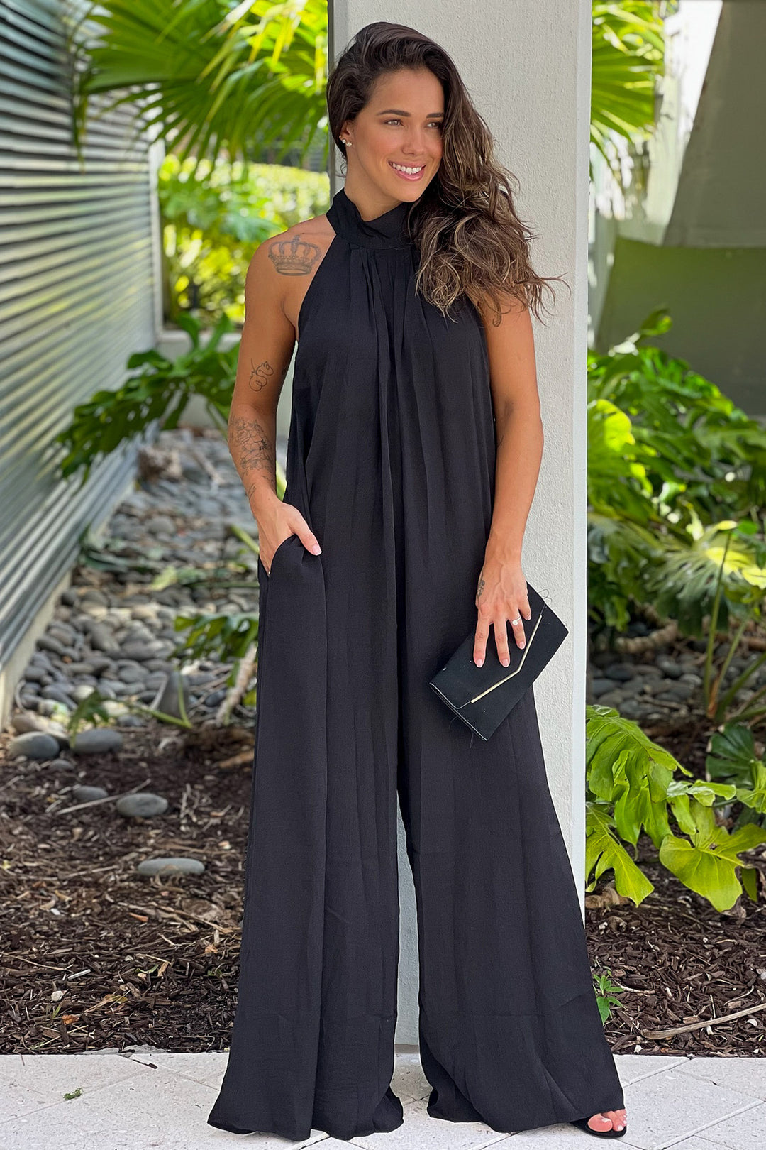 Black high neck jumpsuit online