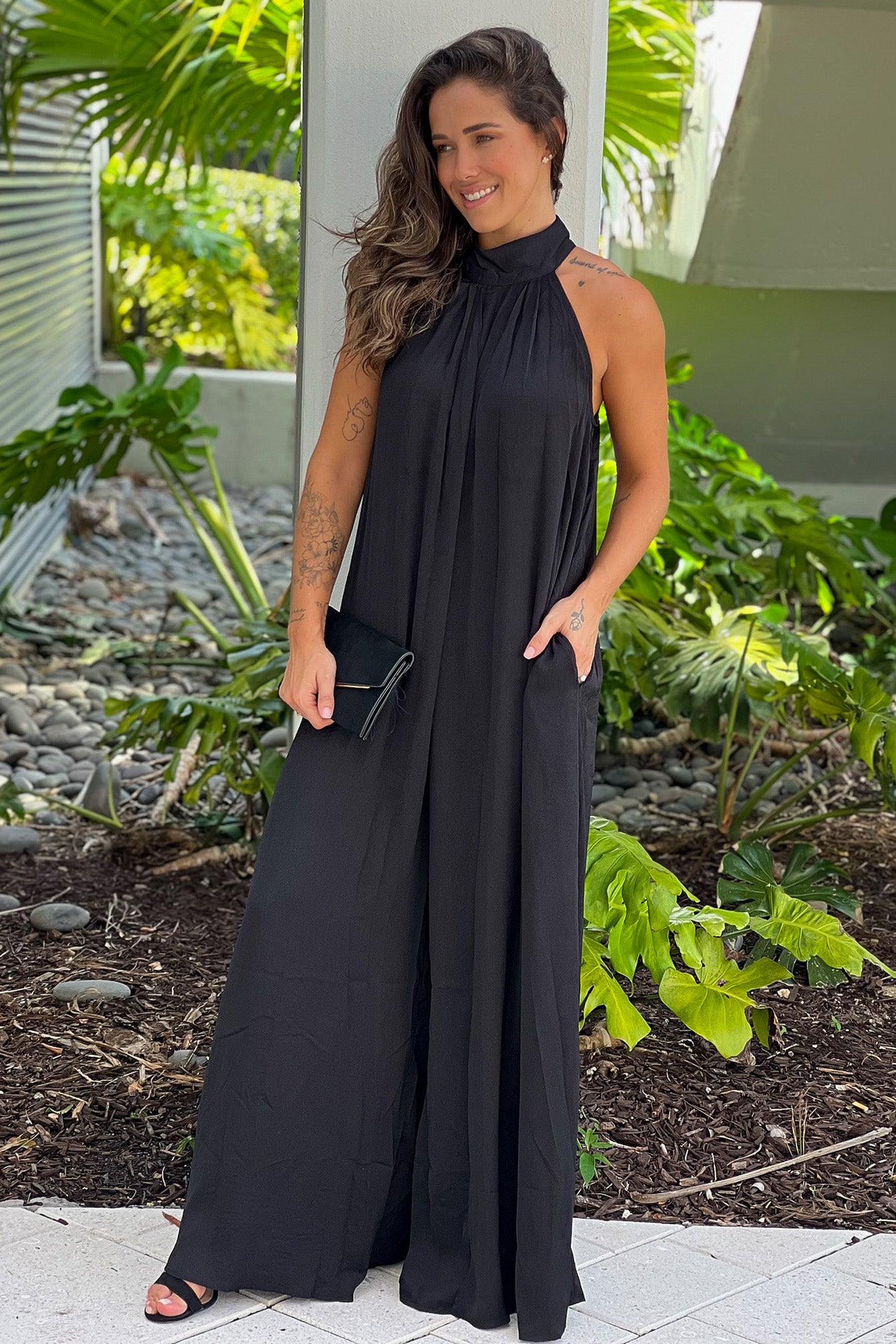 black high neck jumpsuit