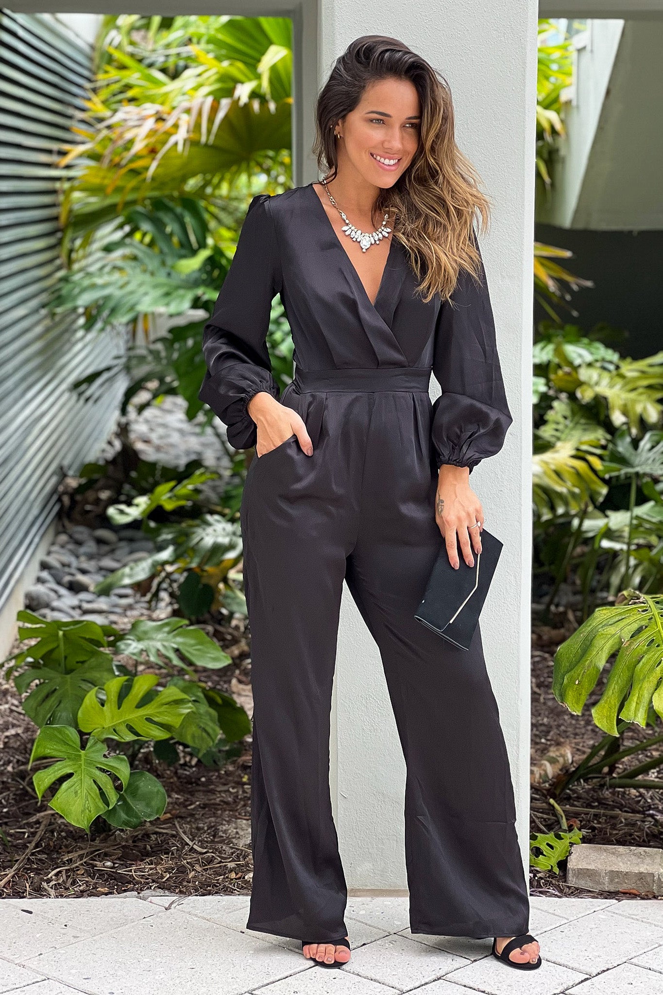 Leah Mesh Jersey Jumpsuit French Connection Black Jumpsuit Pockets