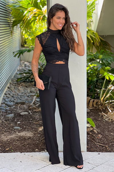 black lace cut out jumpsuit