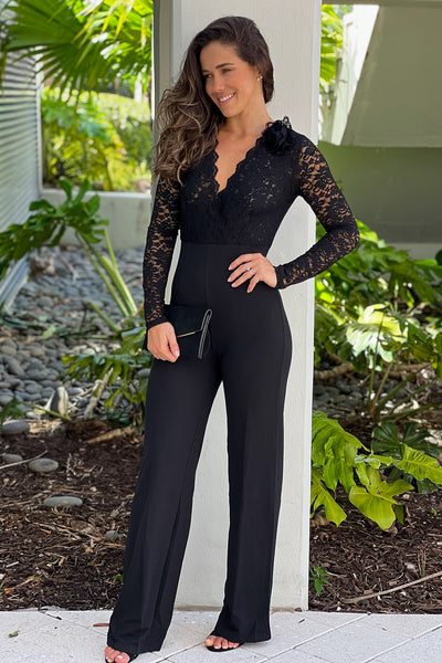 black lace top jumpsuit