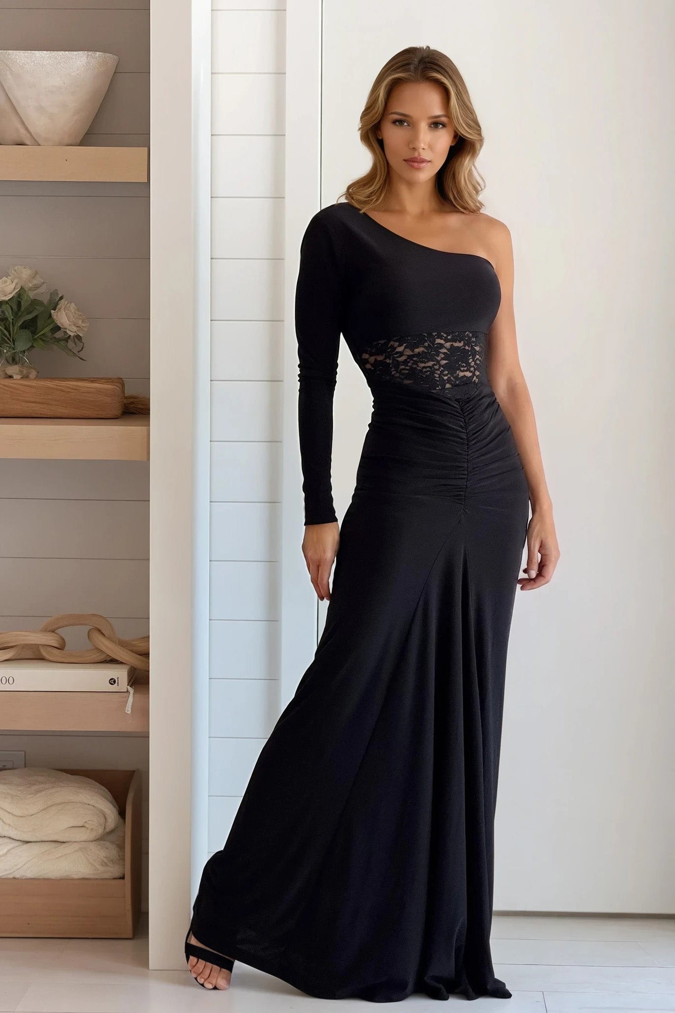 keeper of my heart black one-shoulder maxi dress Sexy Black Maxi Dress - One-Shoulder Dress - Sultry Maxi Gown