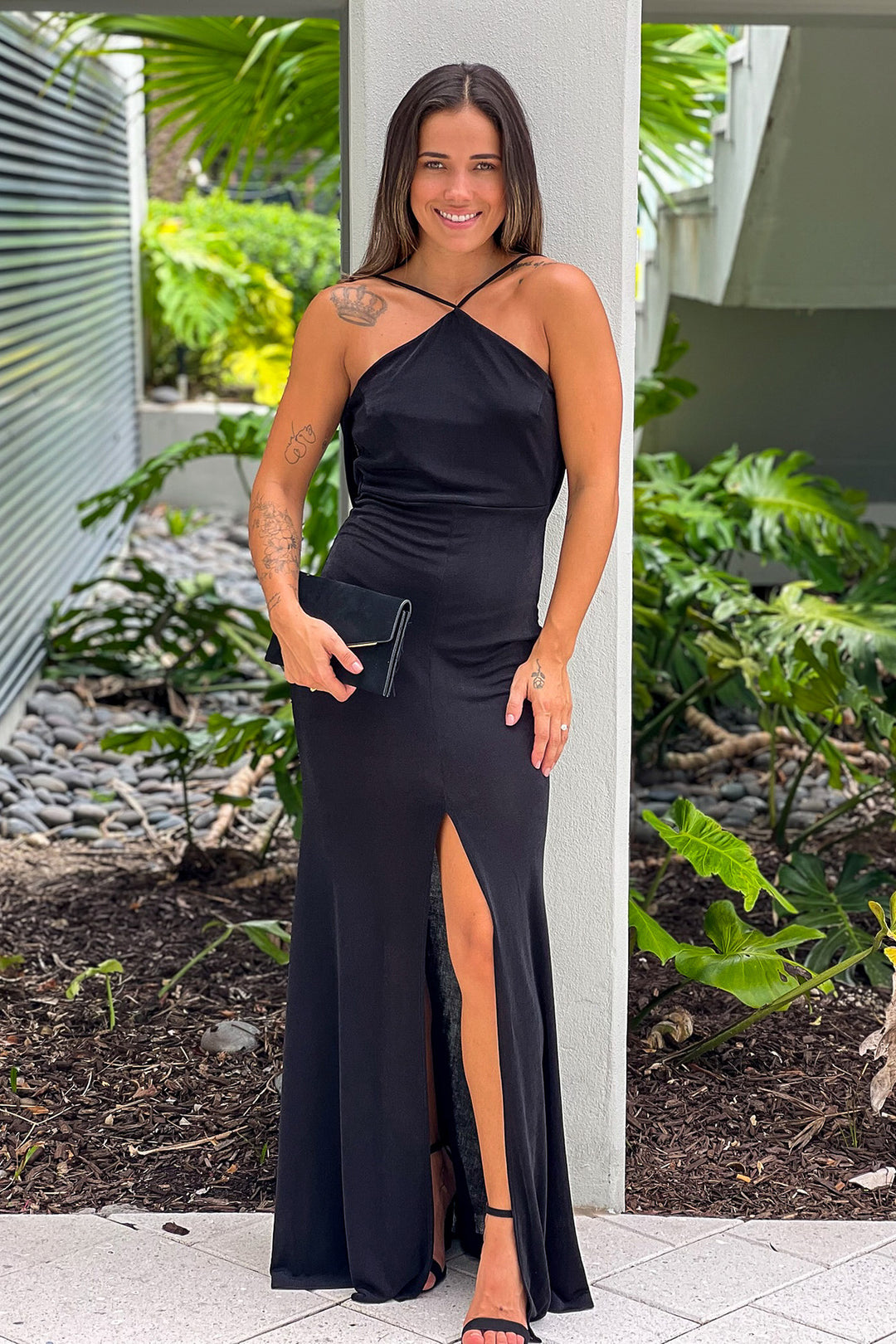 black dressy maxi dress Velvi - Miriam Tiered Maxi Dress - Black