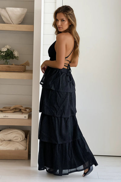 black metallic maxi dress