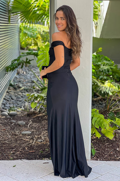 black off shoulder maxi dress