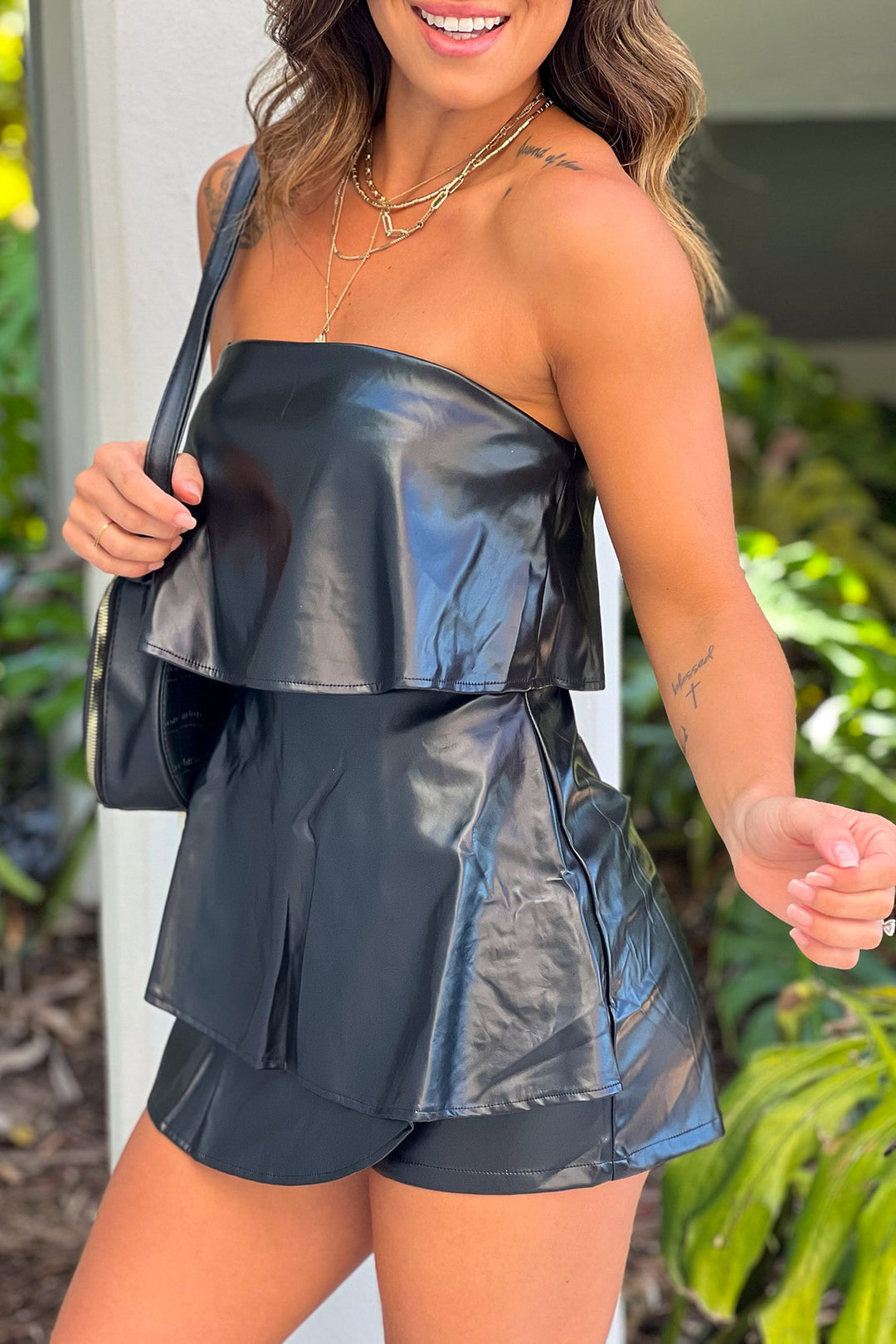 leather romper dress Ride Or Die Faux Leather Romper