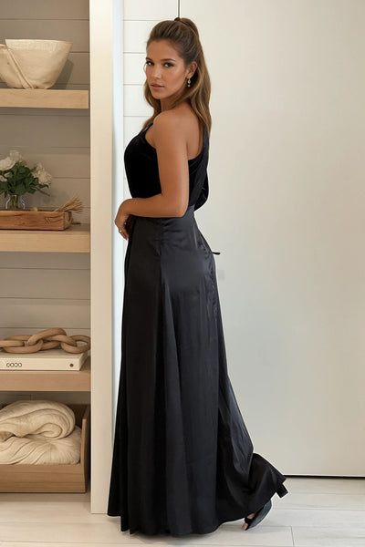 black one shoulder  maxi dress