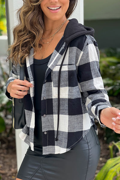 black plaid button up jacket