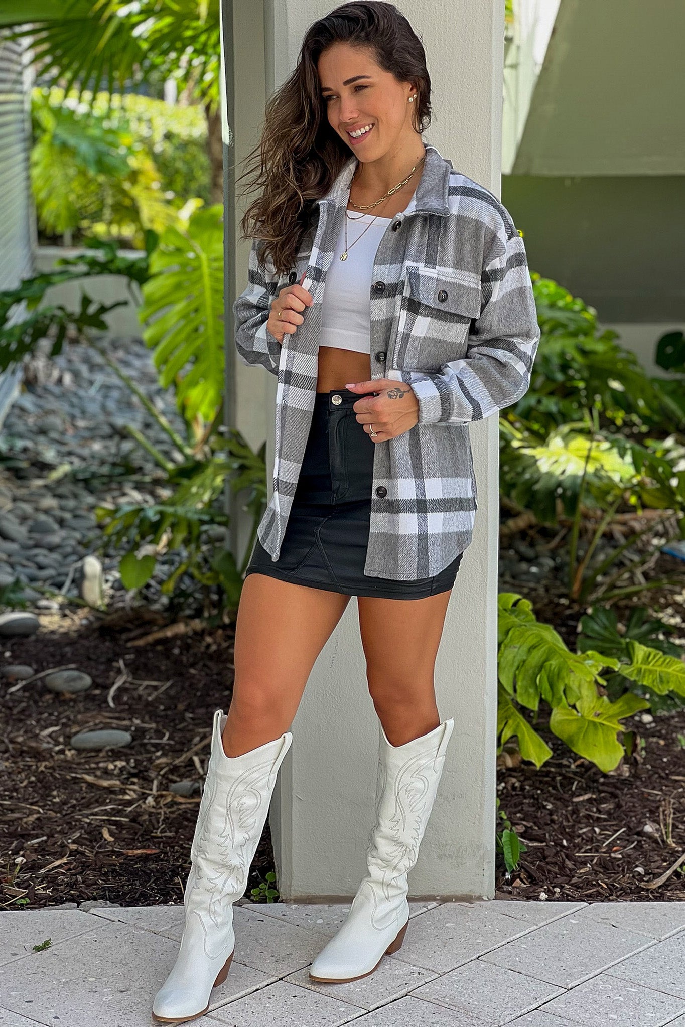 black plaid cute shacket