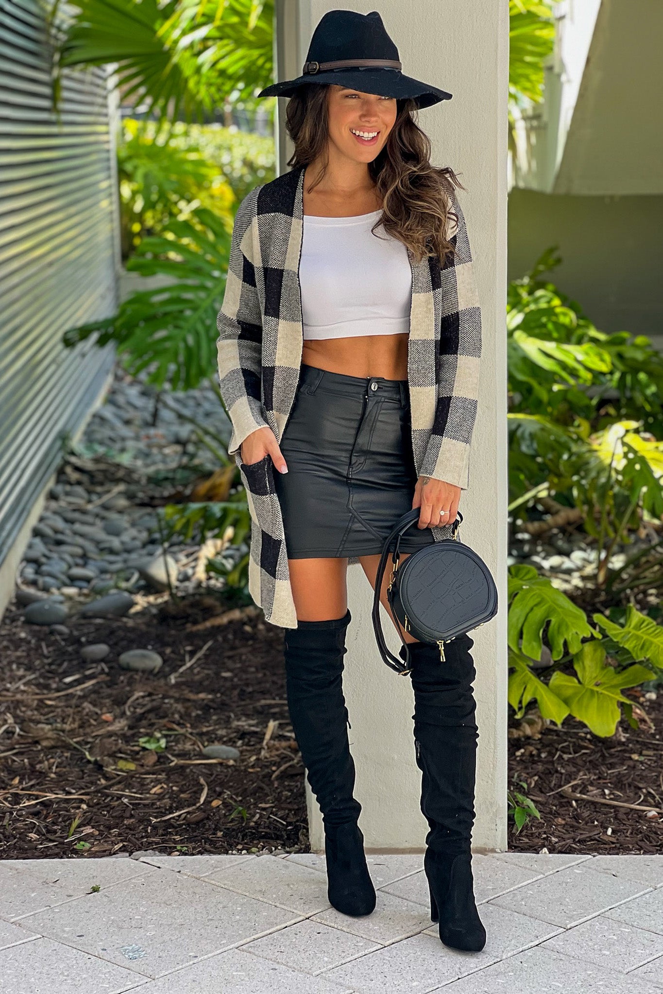 black plaid sweater cardigan