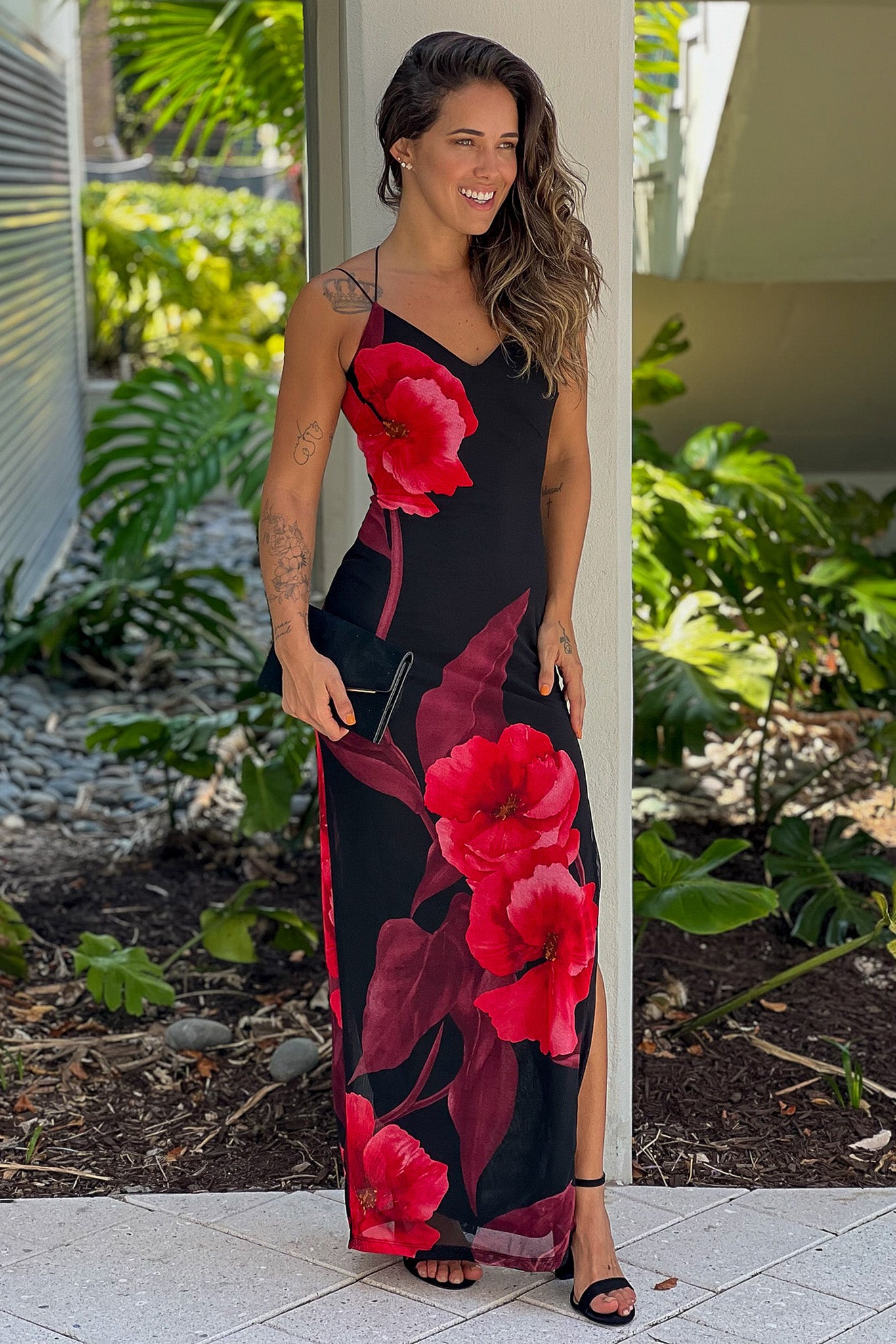 black printed  maxi dress