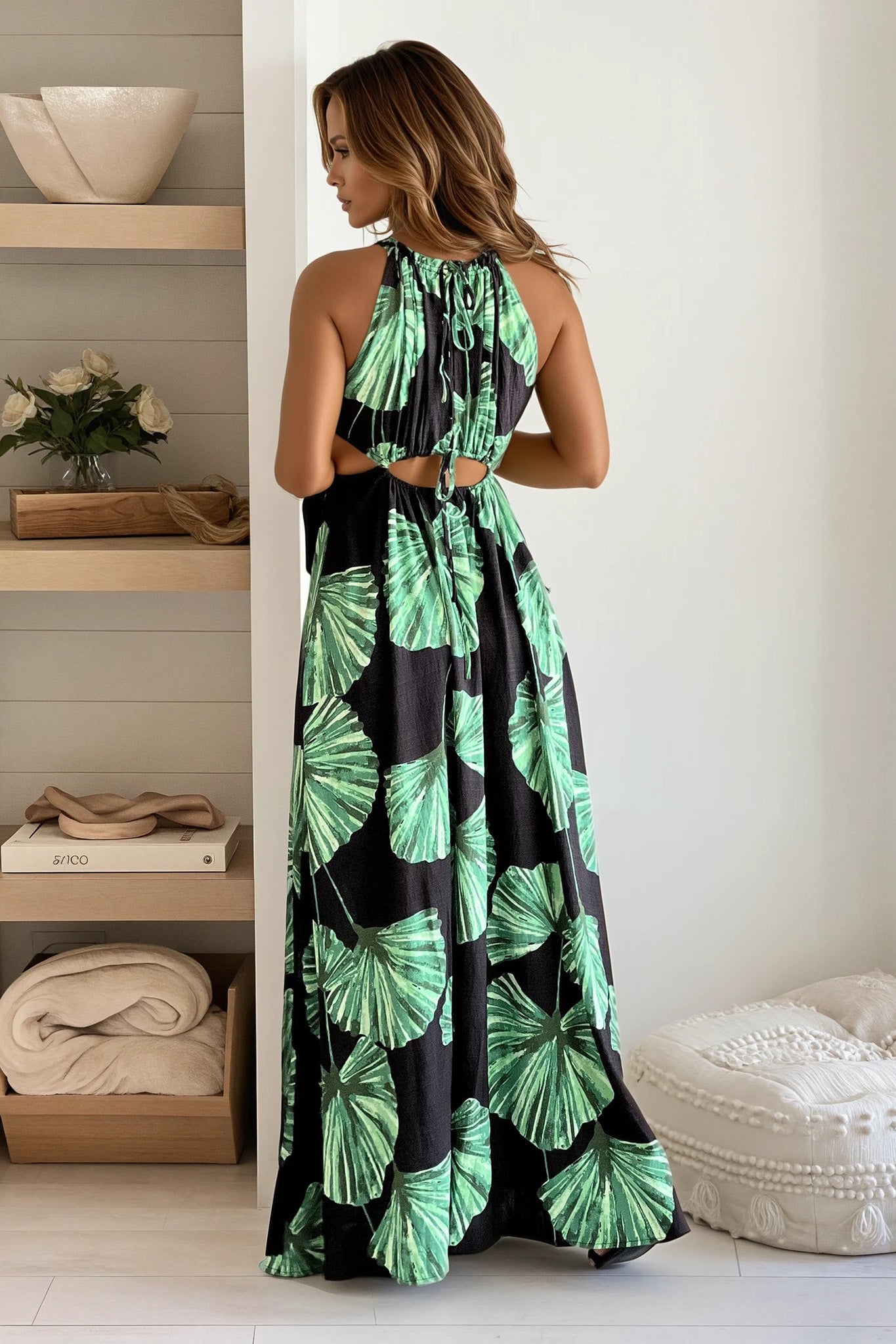 black printed maxi dress