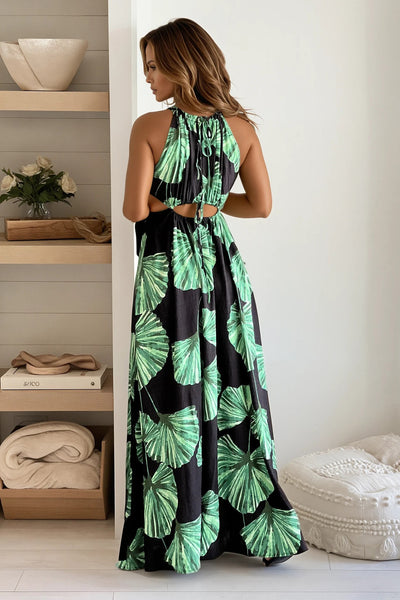 black printed maxi dress