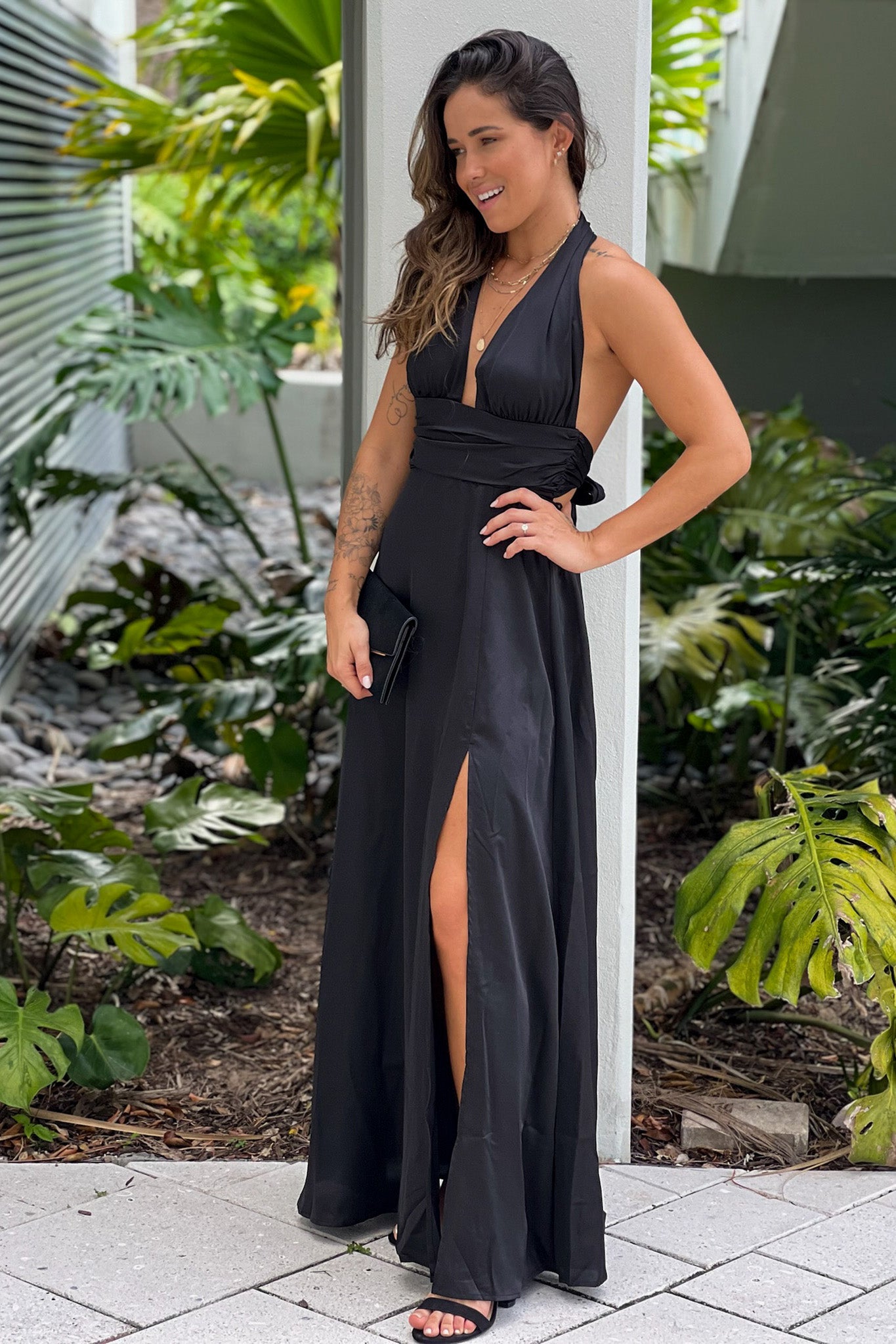 Black Satin Halter Neck Maxi Dress | Maxi Dresses Saved by the Dress Black Satin Halter Neck Maxi Dress | Maxi Dresses Saved by the Dress