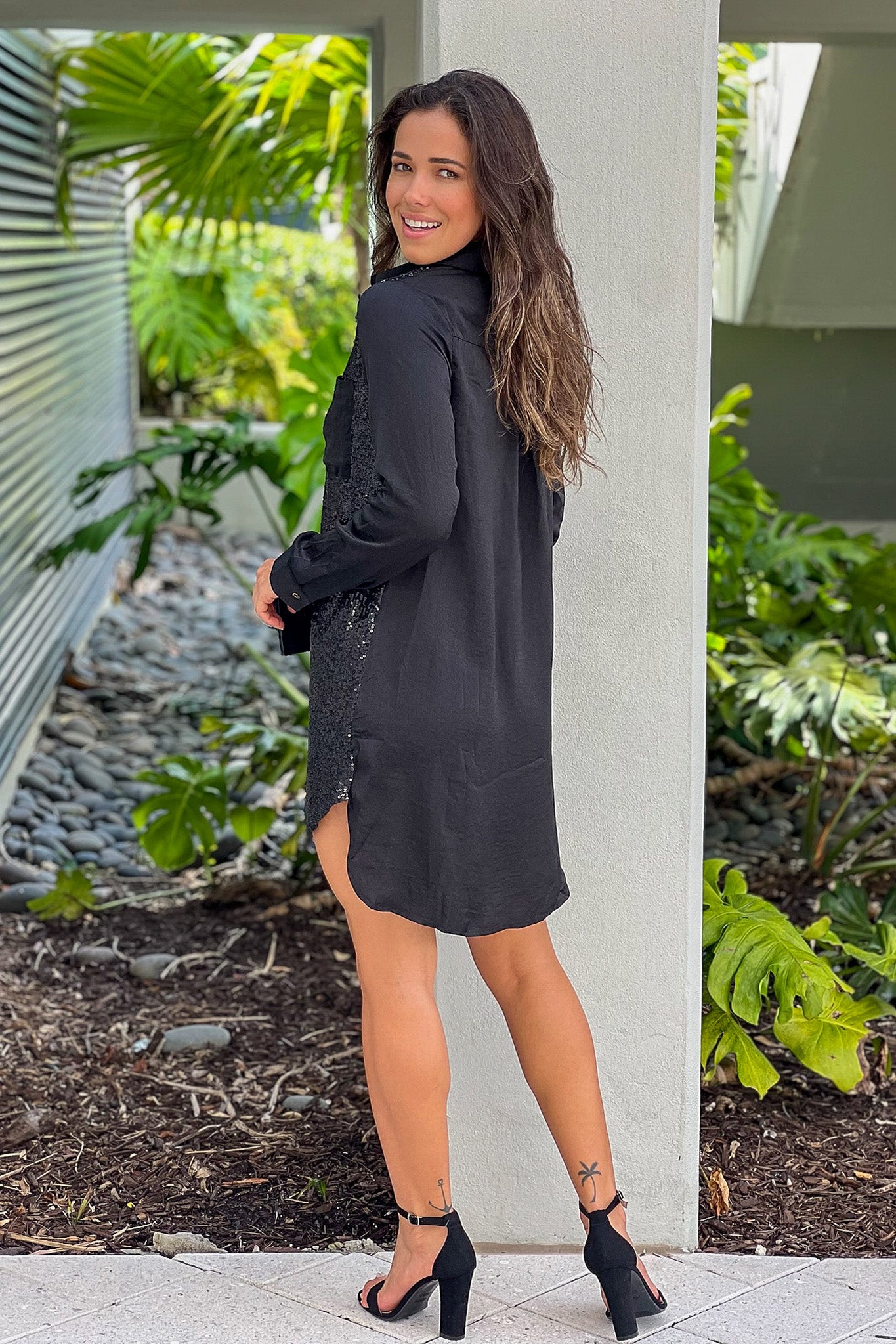Black Button Down Sequin Shirt Dress | Cute Dresses Saved by the Dress Black Button Down Sequin Shirt Dress | Cute Dresses Saved by the Dress