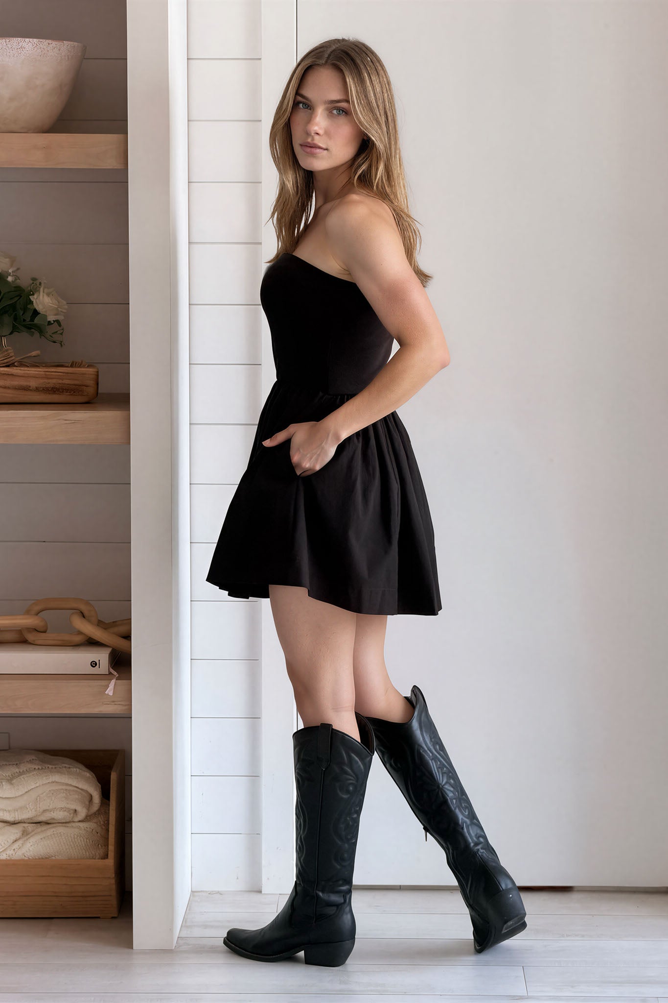 black flowy dress short Shoulder Mini Off The Shoulder Dress Womens Summer Dress Off Shoulder Sleeve offering a universally flattering fit that moves beautifully with you Black Strapless Flowy Mini Dress