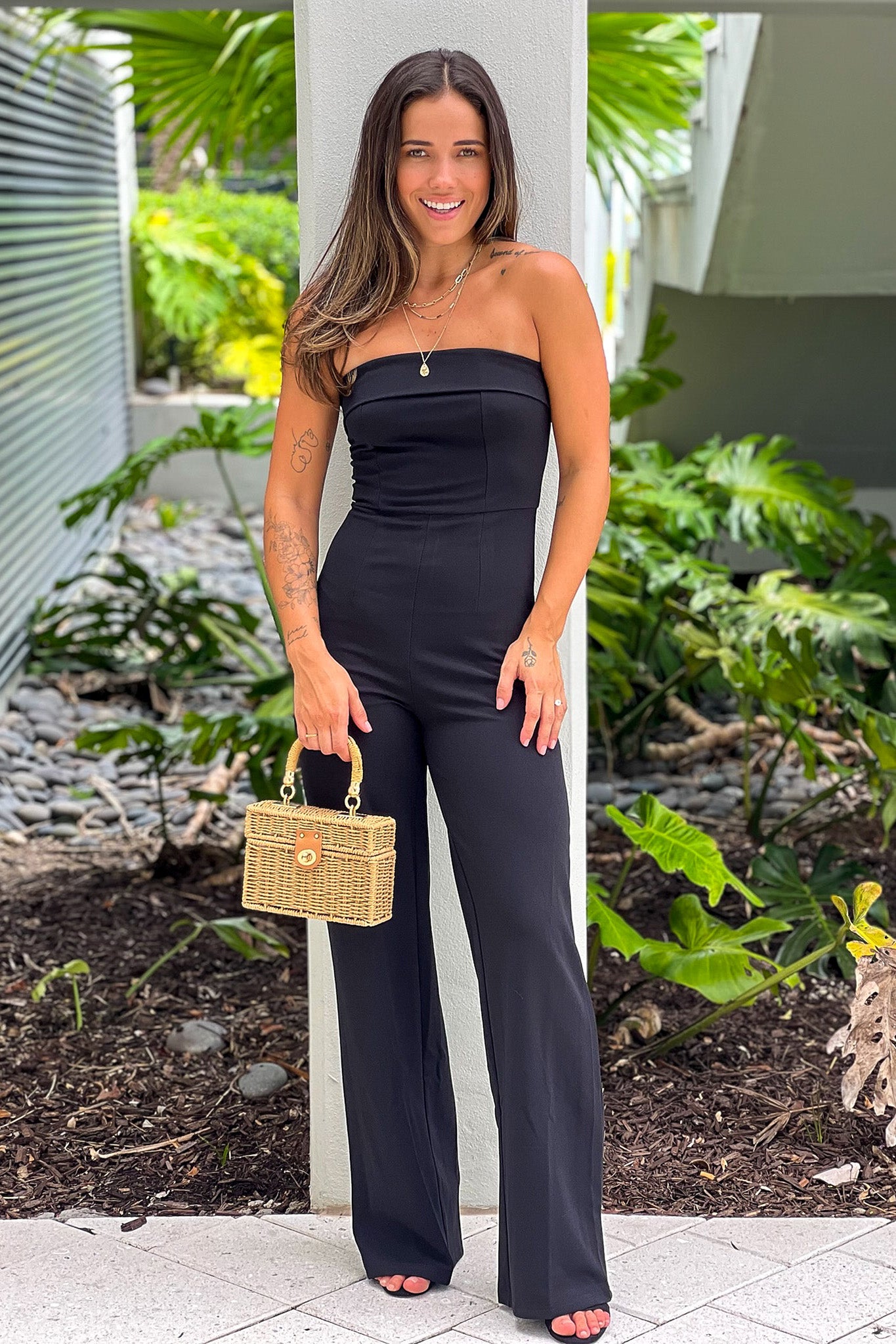Black Strapless Tube Jumpsuit