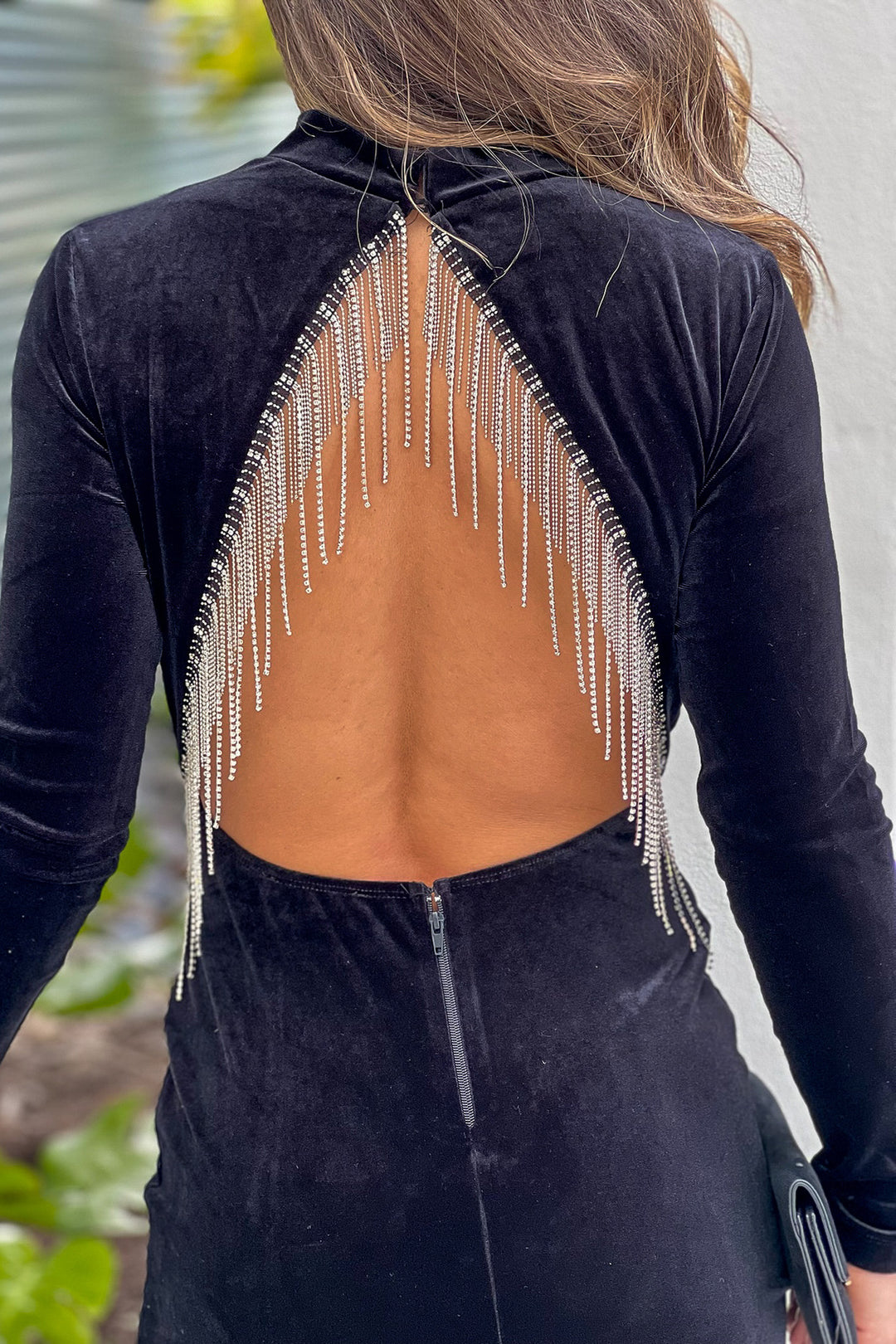 Black Velvet Maxi Dress With Open Back And Rhinestone Detail | Maxi Dresses Saved by the Dress Black Velvet Maxi Dress With Open Back And Rhinestone Detail | Maxi Dresses Saved by the Dress