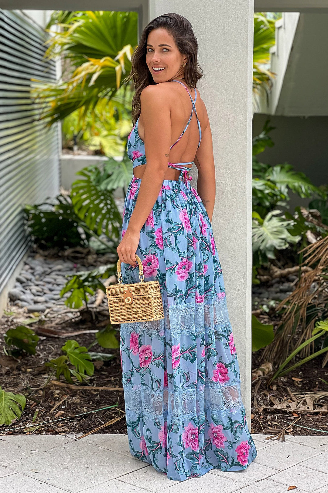 Navy and Ivory Floral Maxi Dress with Slits | Floral Dress  Saved by the  Dress