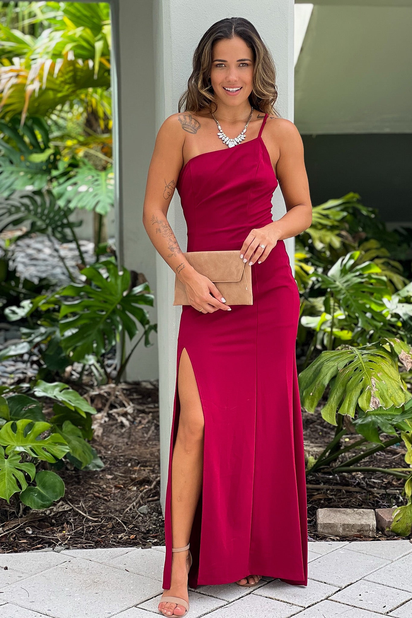 burgundy  maxi dress