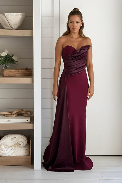 burgundy mermaid maxi dress