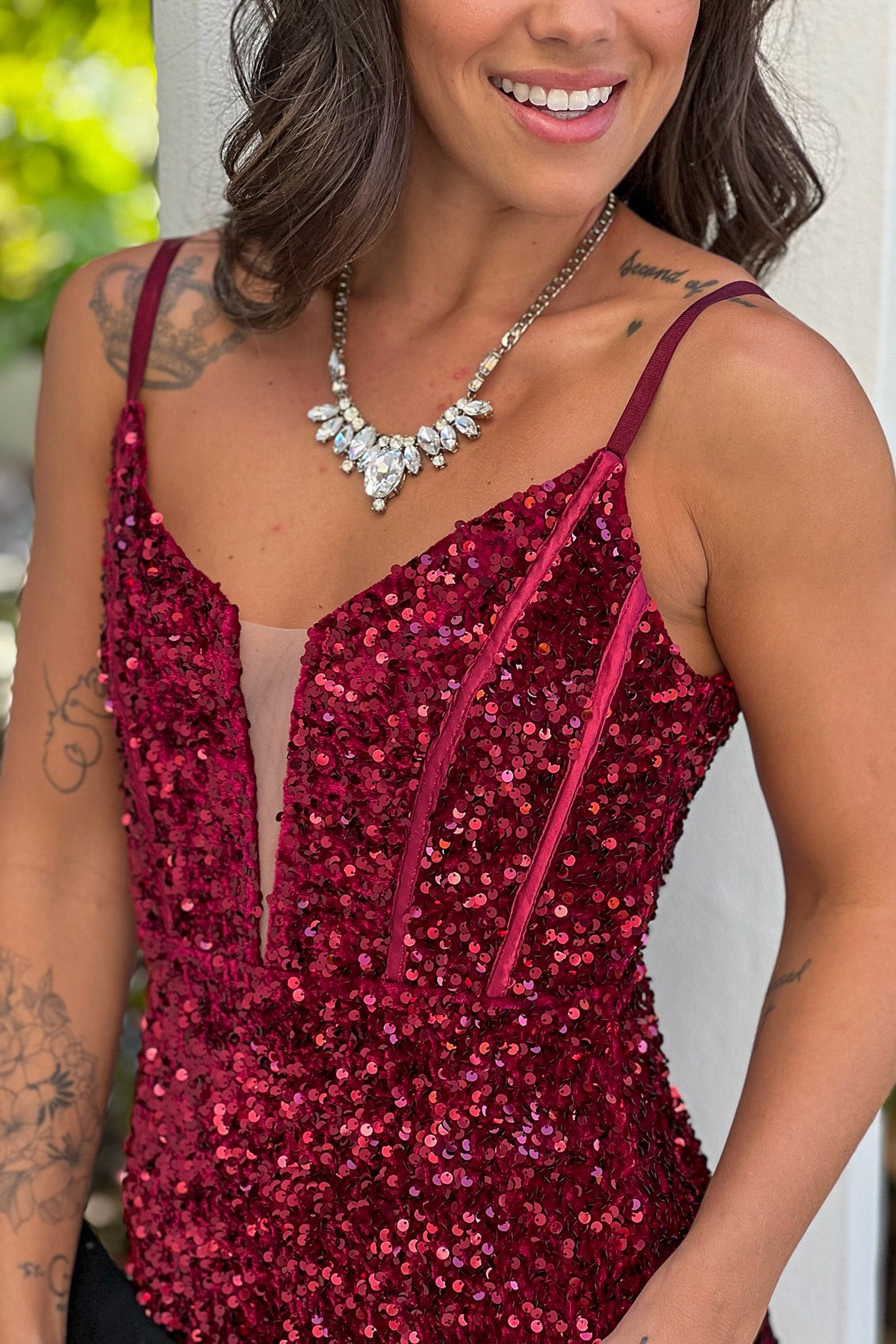 burgundy sequin velvet maxi dress