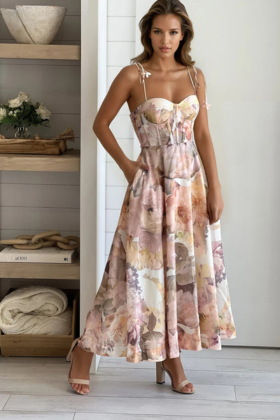 cream blossom corset dress
