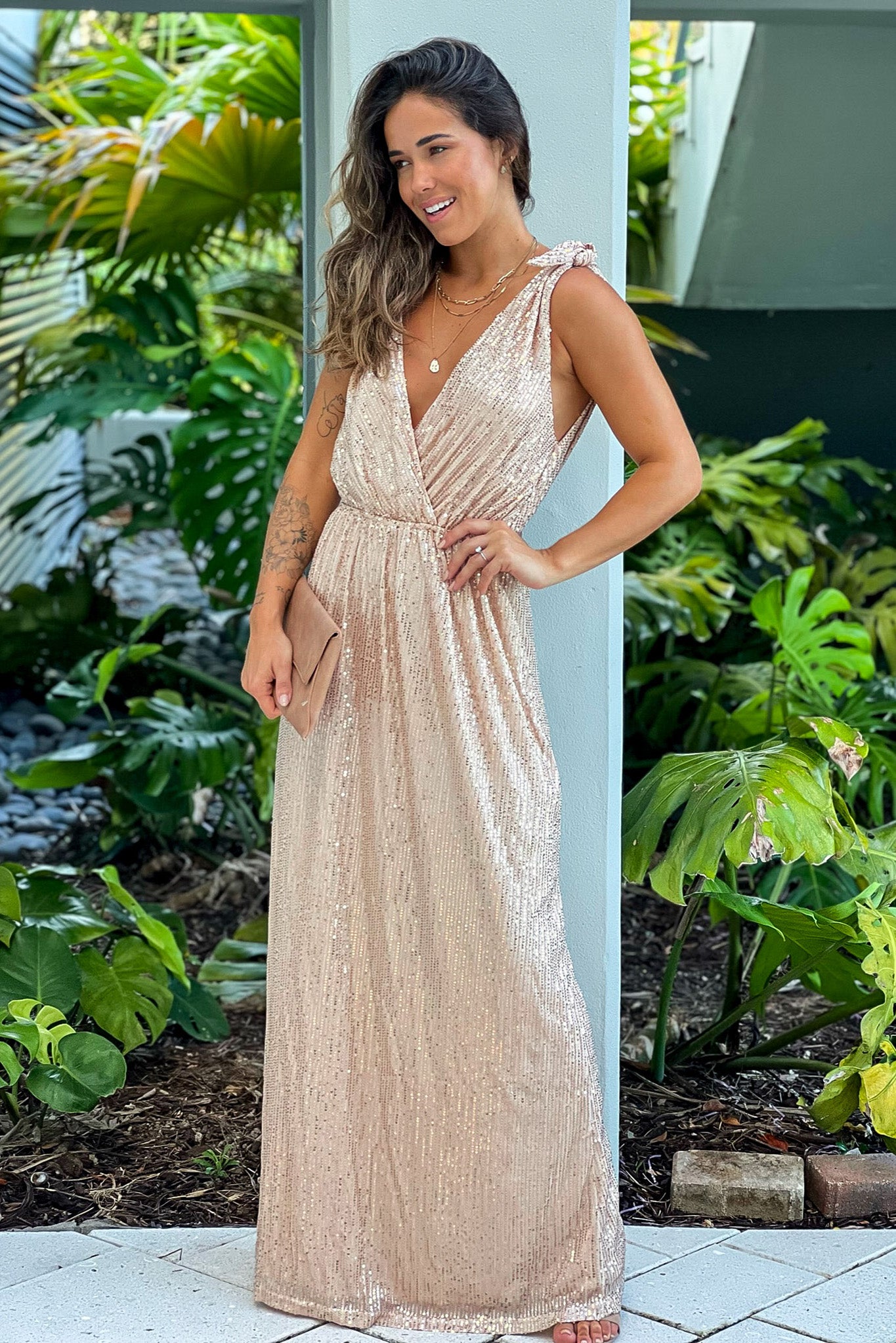 champagne formal maxi dress