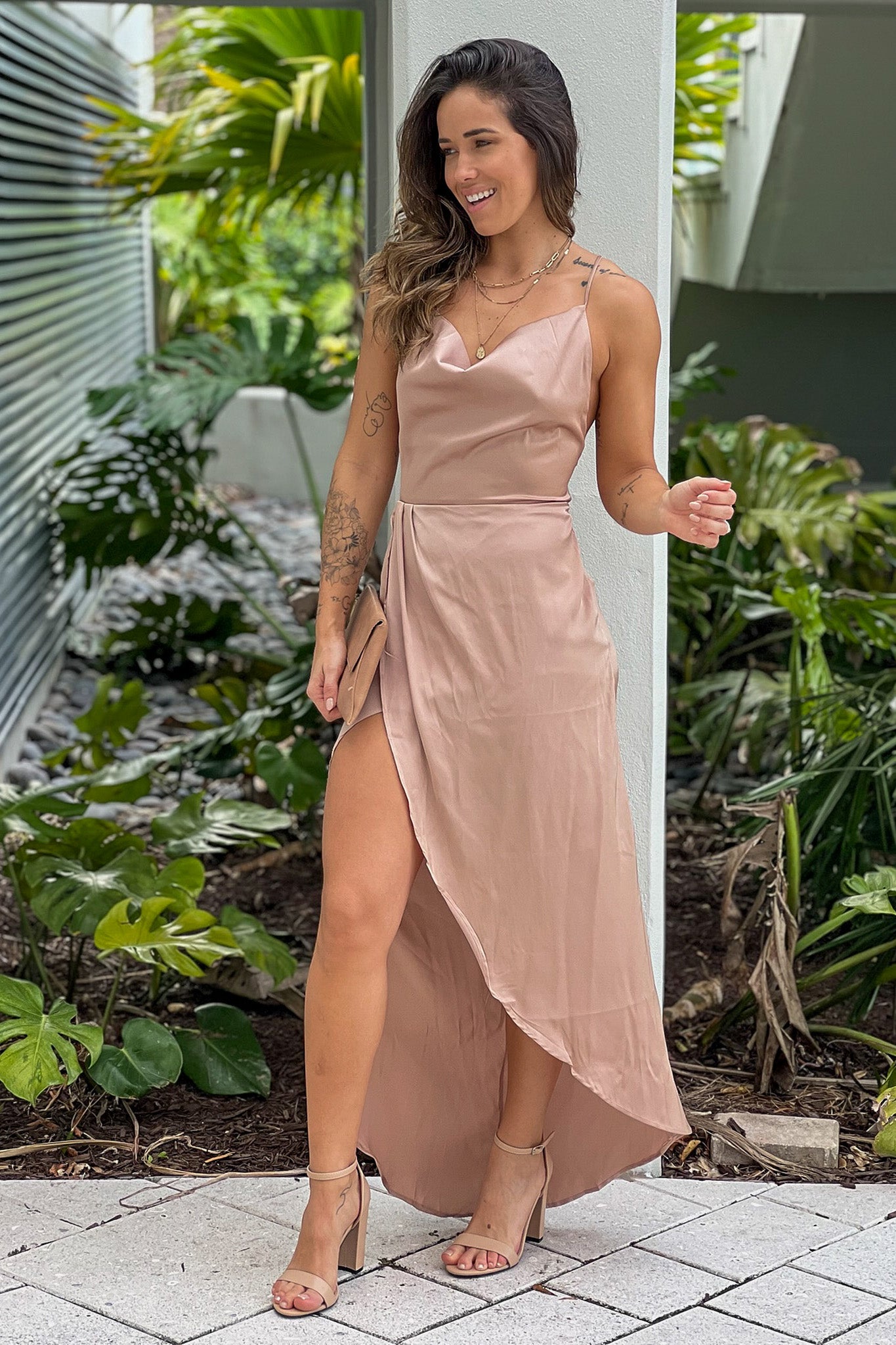 champagne high low dress One Shoulder Organza Jacquard High Low Gown In Champagne Ivory