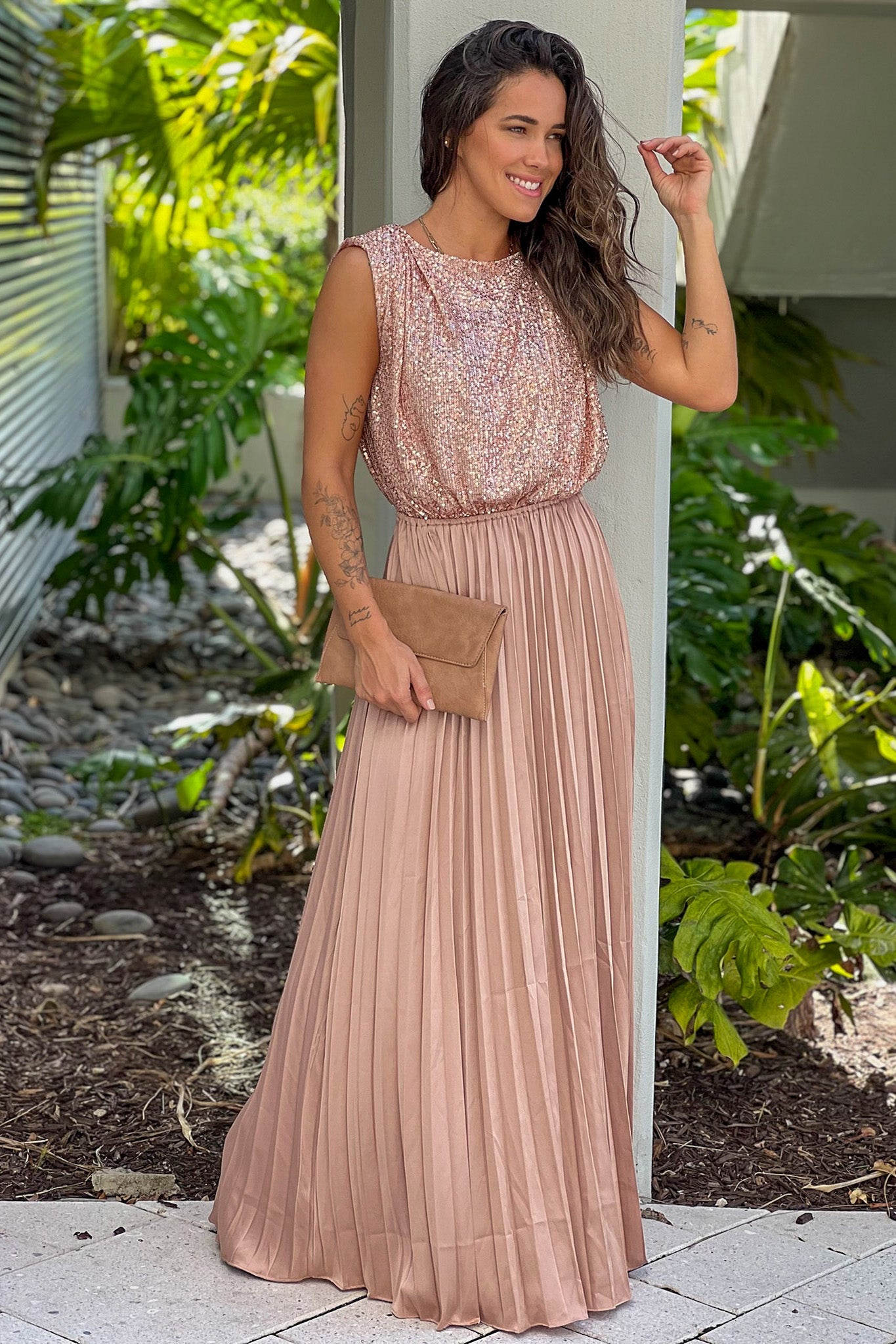 champagne holiday maxi dress