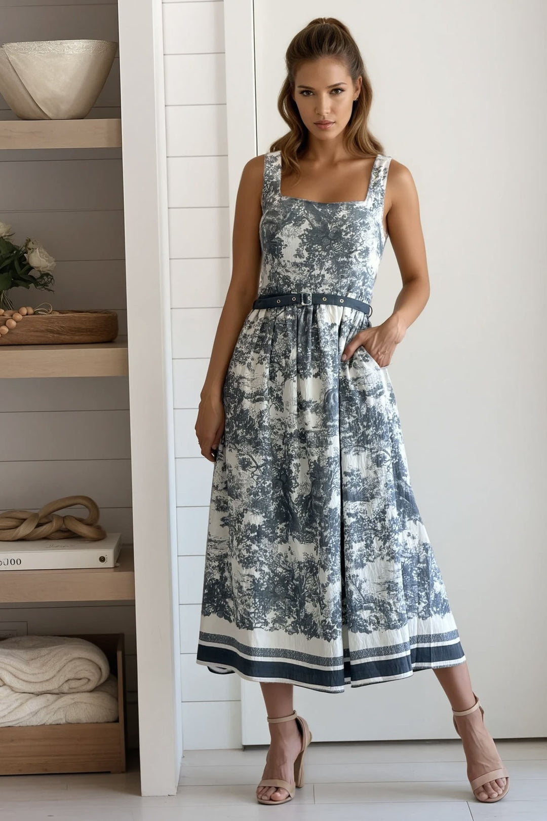 Charcoal Printed Square Neck Midi Dress | Short Dresses Saved by the Dress Charcoal Printed Square Neck Midi Dress | Short Dresses Saved by the Dress
