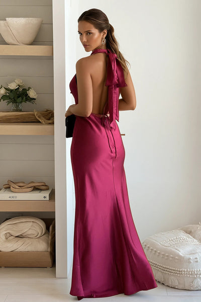 cherry backless maxi dress