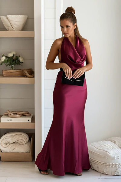 cherry draped maxi dress