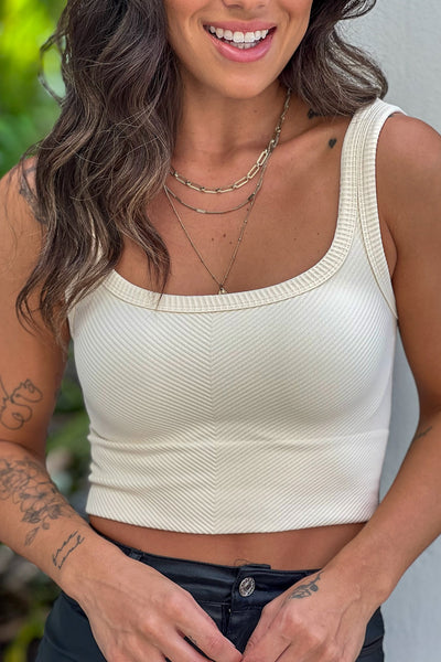 cream scooped neck crop top