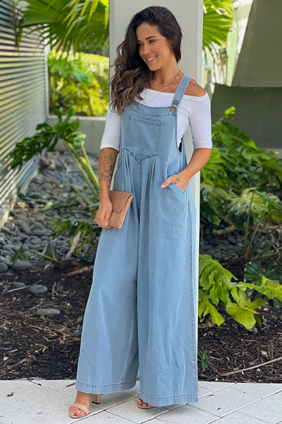 denim overalls with pockets