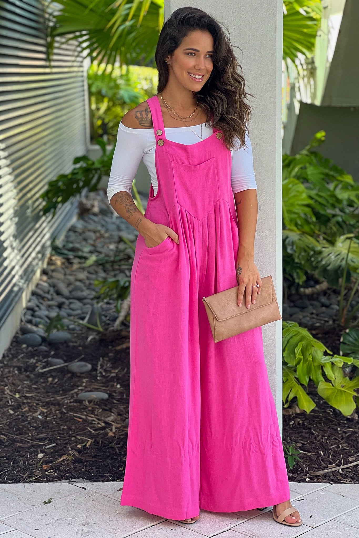 pink dress overalls My Baby Loves Me Pink Flared Overalls, Large - The Mint Julep Boutique