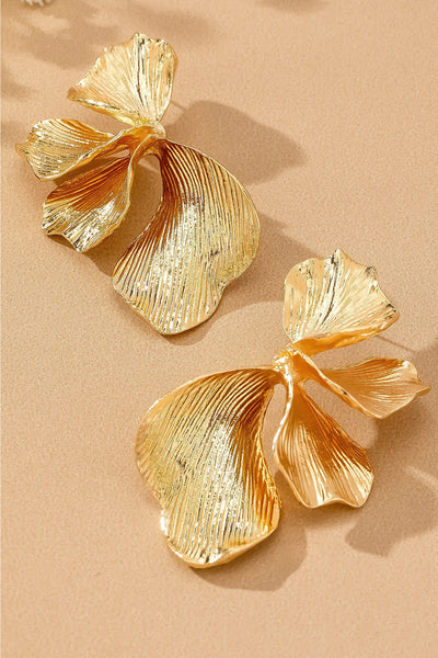 gold 3d flower earrings