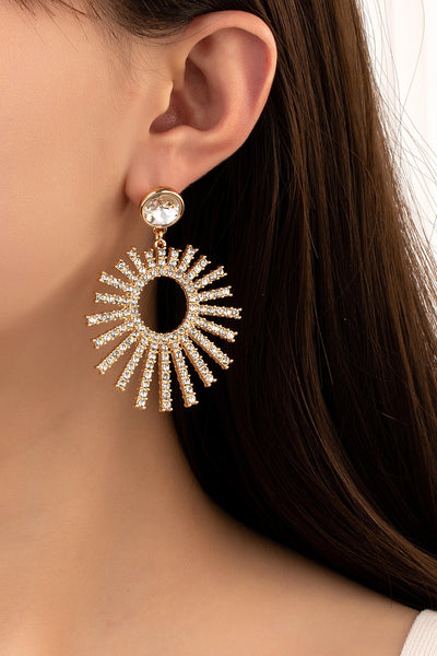 gold rhinestone drop earrings