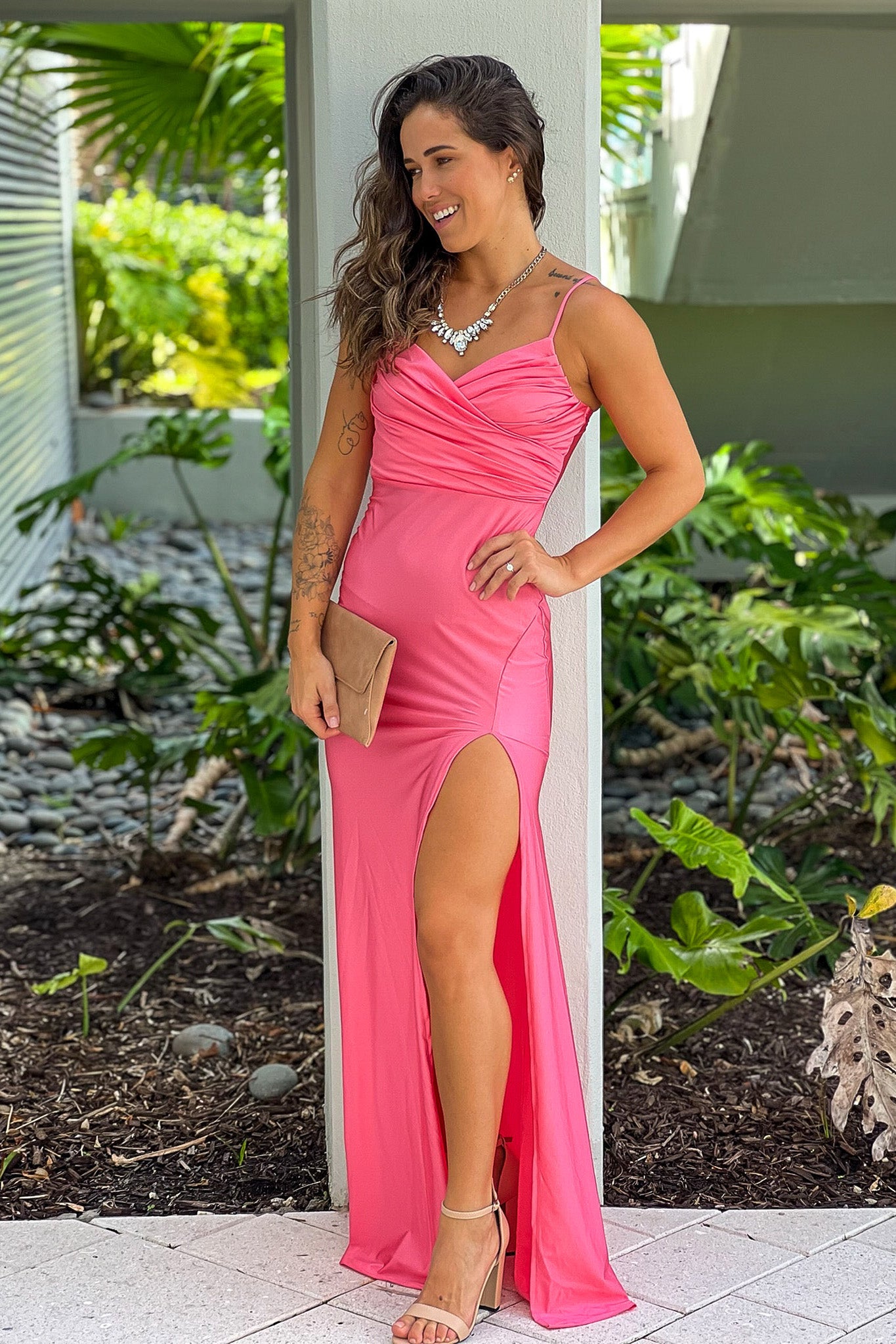 Guava Wrap Maxi Dress With Slit | Maxi Dresses Saved by the Dress Guava Wrap Maxi Dress With Slit | Maxi Dresses Saved by the Dress