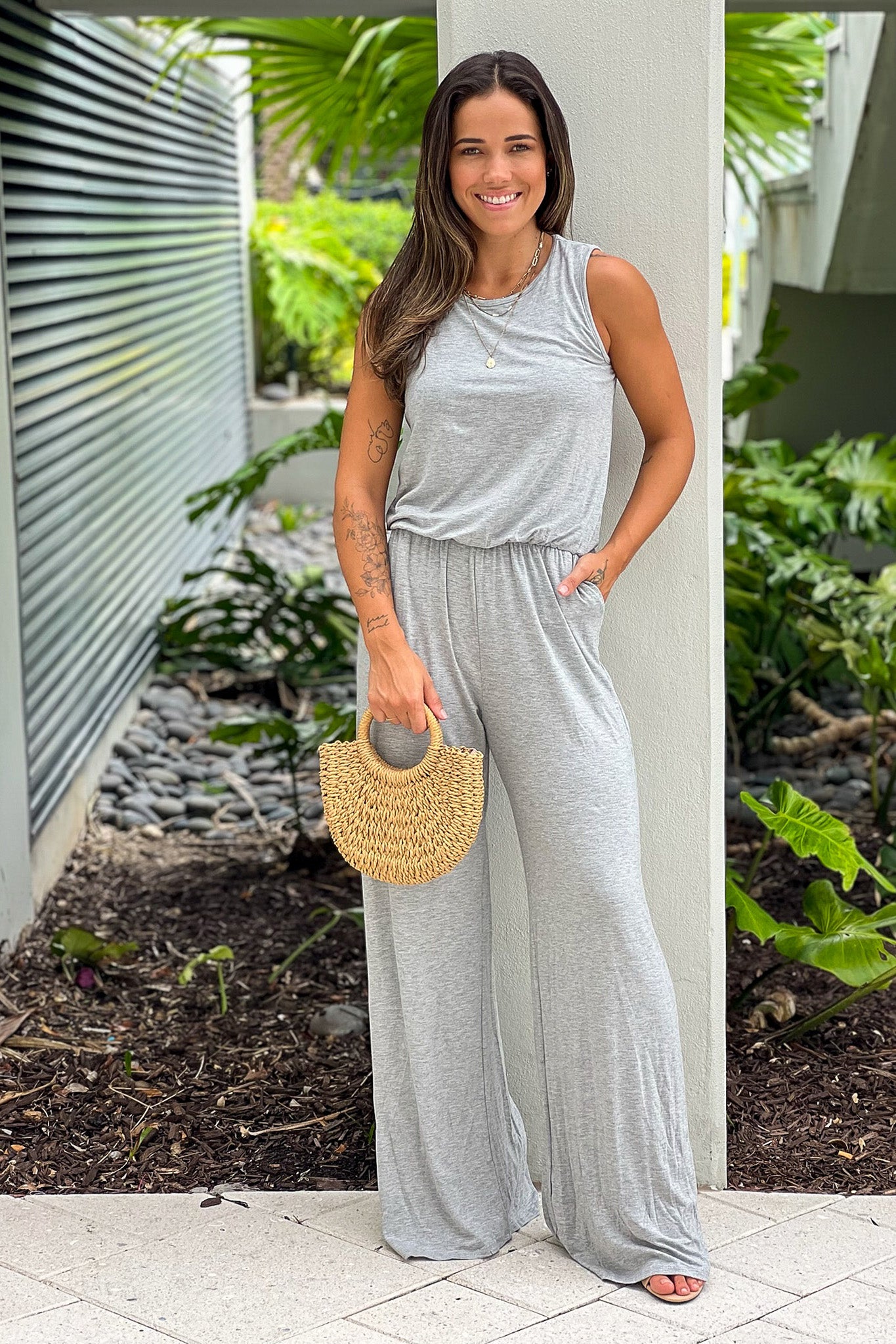 heather gray jumpsuit