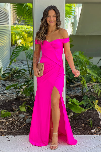 hot pink formal maxi dress