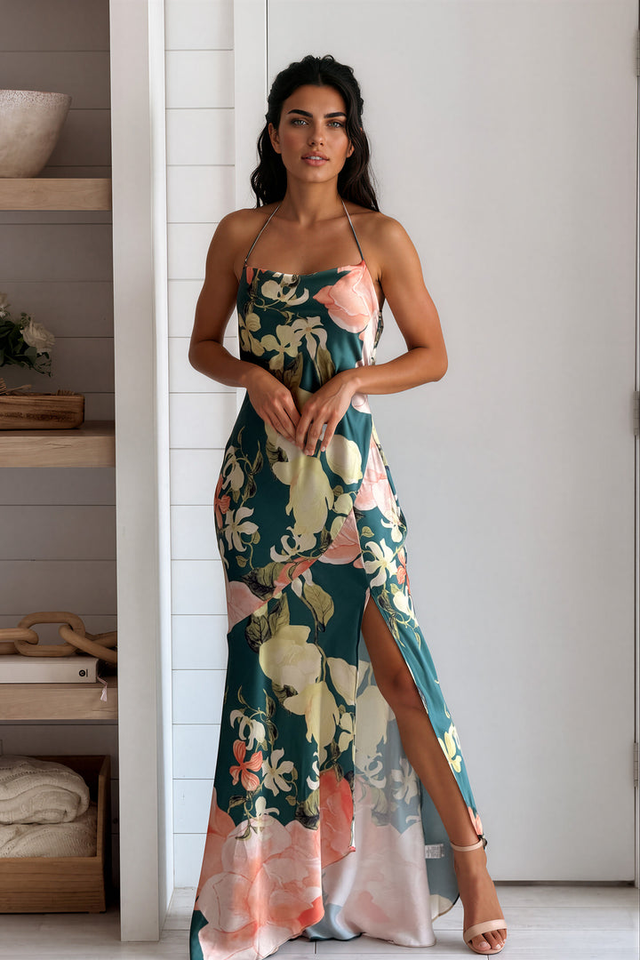 hunter green floral dress Mystic Garden Floral Smocked Midi Dress in Hunter Green Curves 3XL / hunter-green